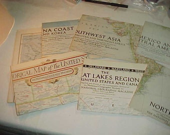 8 Vintage National Geographic Magazine Wall Maps