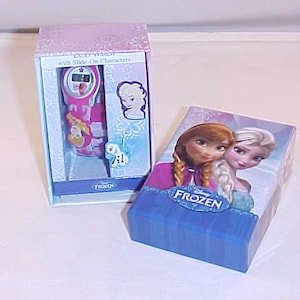 Disney Frozen LCD Watch With Slide-On Characters in Working Condition With Original Box and Instructions