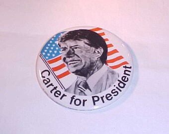Carter For President - Jimmy Carter Political Campaign Pin Button 3" diameter