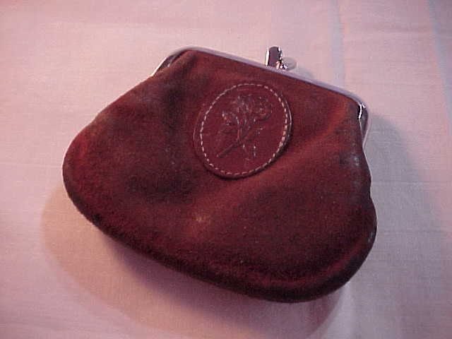 Rose Leather Coin Purse Moss Oil Leather