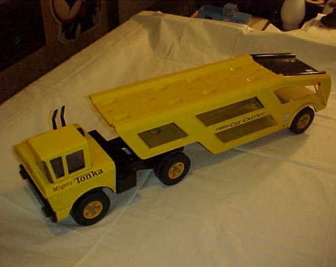 Tonka Toy Mighty Tonka Car Carrier Semi Truck With Trailer Etsy