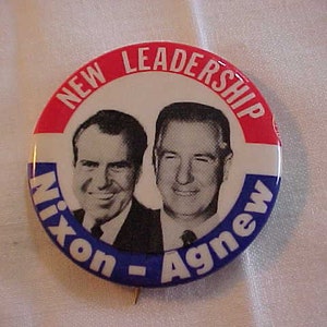 Nixon Agnew Political Campaign Pin - New Leadership