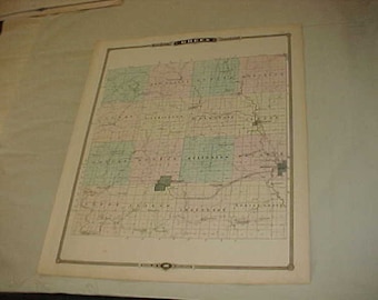 Könnte beinhalten: Eine Vintage-Karte des Chippewa County, Wisconsin, mit einem Rastermuster und farbigen Abschnitten. Die Karte ist auf Papier gedruckt und hat einen Titel oben.