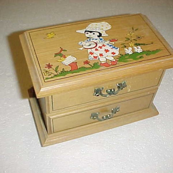 Wood Jewelry Music Box Plays Theme From Love Story