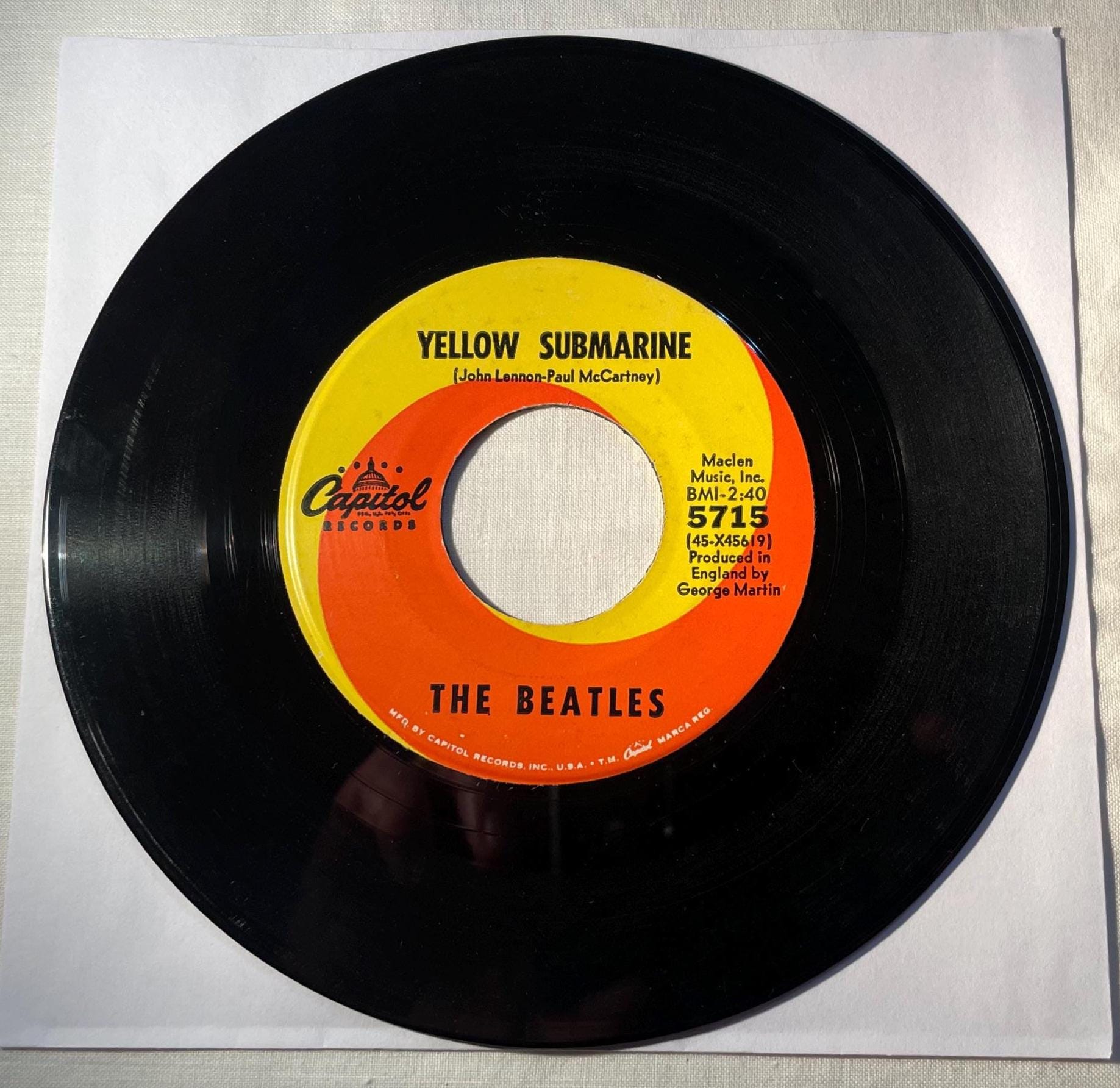 The Beatles Vinyl 45 Record - Yellow Submarine / the Beatles