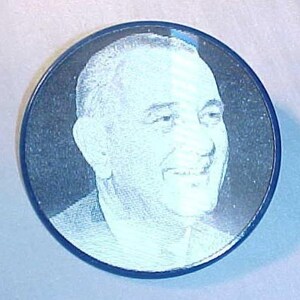 LBJ Lenticular Flasher Pin: Vintage Political Campaign Button