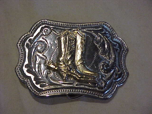 Cowboy Boots With Spurs Belt Buckle 