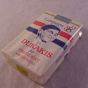 88 cigarettes Dukakis for President Campaign 88 Sealed Pack of Cigarettes Political  Collectible