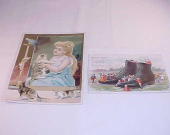 2 Color Lithograph Trade Cards McLaughlin's Coffee and Kangaroo Calf Shoes