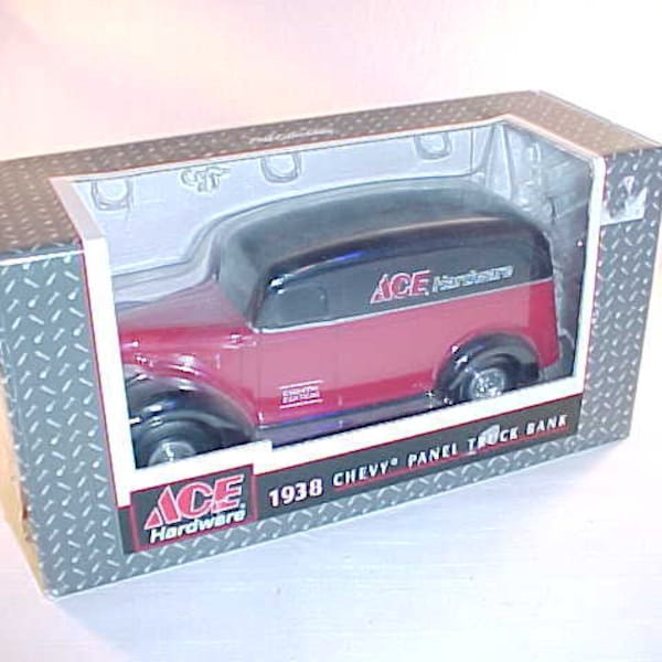 1996 Ertl Die-Cast Metal Bank In Original Package Ace Hardware 1938 Chevy Panel Truck Bank
