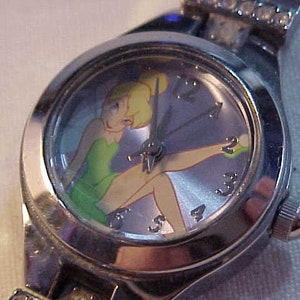 Disney Tinkerbell Quartz Wristwatch Working Watch Silver Tone Case and Silver Link Band