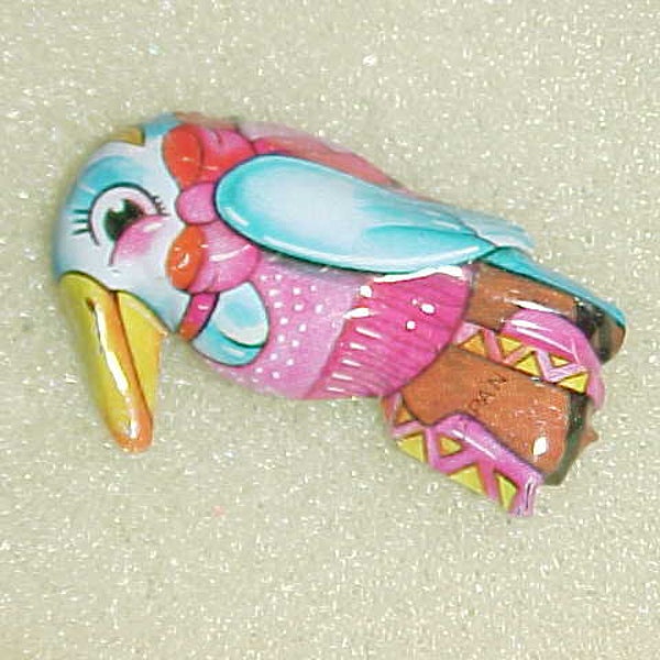 Tin Litho Bird Pin Made in Japan