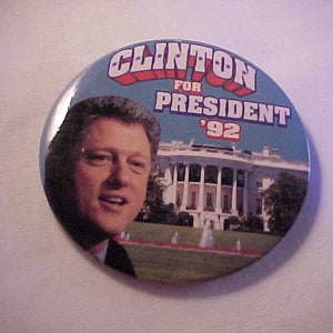 Clinton Gore &#39;92 Campaign Pinback Button (3&quot;)