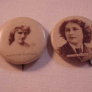 Vintage Sweet Caporal Actress Buttons: Lillian Selma & Katherine Florence