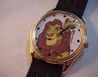 Timex Disney's The Lion King Watch: Mufasa & Simba, Black Leather Band