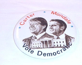 Carter Mondale Vote Democratic - Jimmy Carter Political Campaign Pin Button