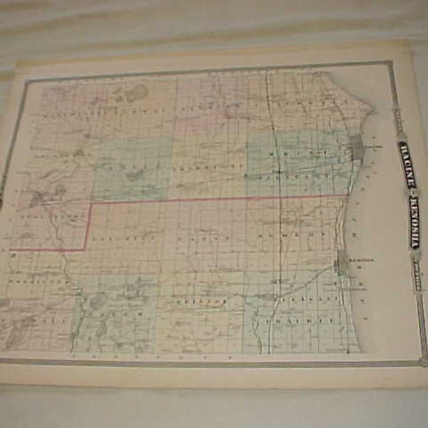 1878 Wisconsin Hand Colored Plat Map - Waukesha County - Cities of Elkhorn, Geneva and Whitewater