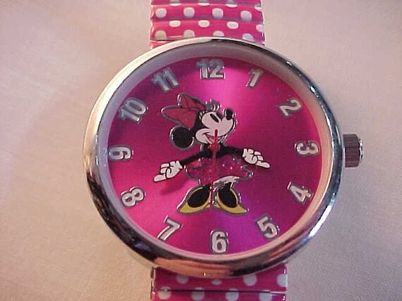 The Disney Store Minnie Mouse Pink Ladies Watch RARE H2F Disney Minnie Mouse Wristwatch Working Quartz Watch Silver  main image 4