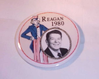 Reagan 1980 Pin Pinback Button Ronald Reagan Campaign Button 3" diameter