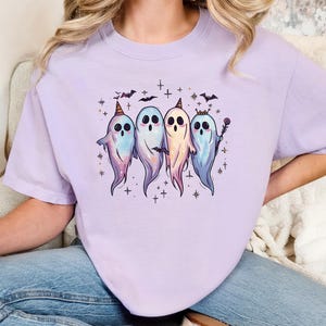 Shimmering Ghost Shirt, Iridescent Ghost Tee,Glittery Spooky Season Tee, Iridescent Ghost Tee, Pastel Halloween T-Shirt, Spooky Season Tee