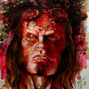 Digital download, Hellboy, Watercolor, Comic art, Dark Horse Comics, Prints, Poster-Available for Digital Download, new Hellboy,
