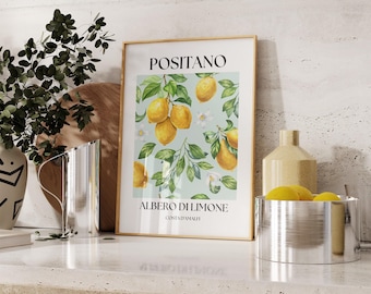 Lemon Tree Kitchen Print Decor, Lemon Wall Art, Positano Amalfi, UNFRAMED