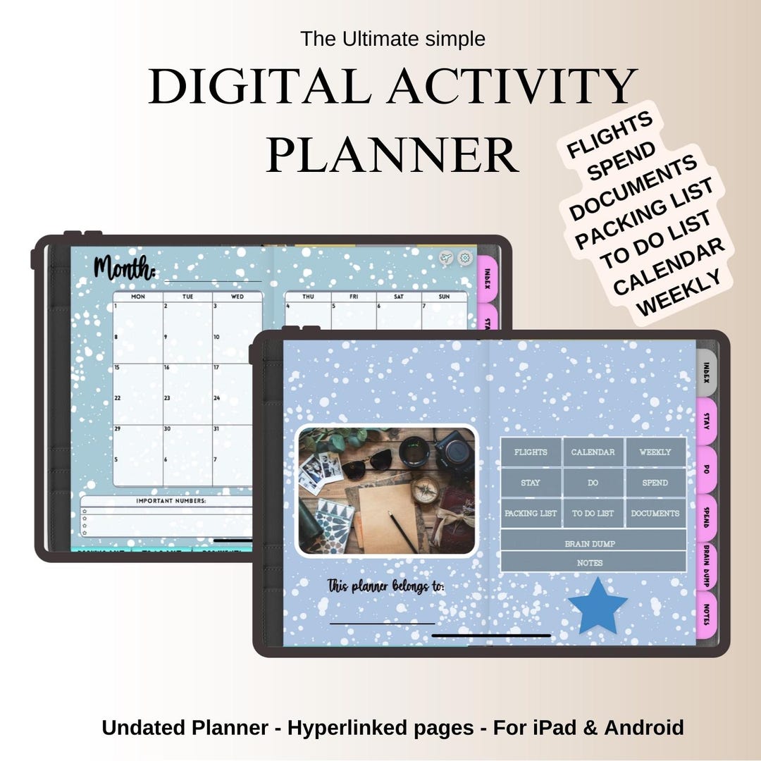 Digital Activity Planner: Undated, Hyperlinked (ipad & Android) - Etsy