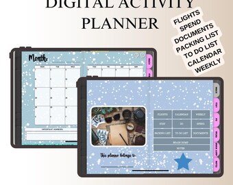 Cyfrowy planer aktywności: bez daty, z hiperłączami (iPad i Android)
