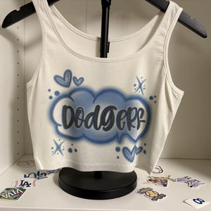 Airbrush Dodgers Cropped  Ribbed Tank Top