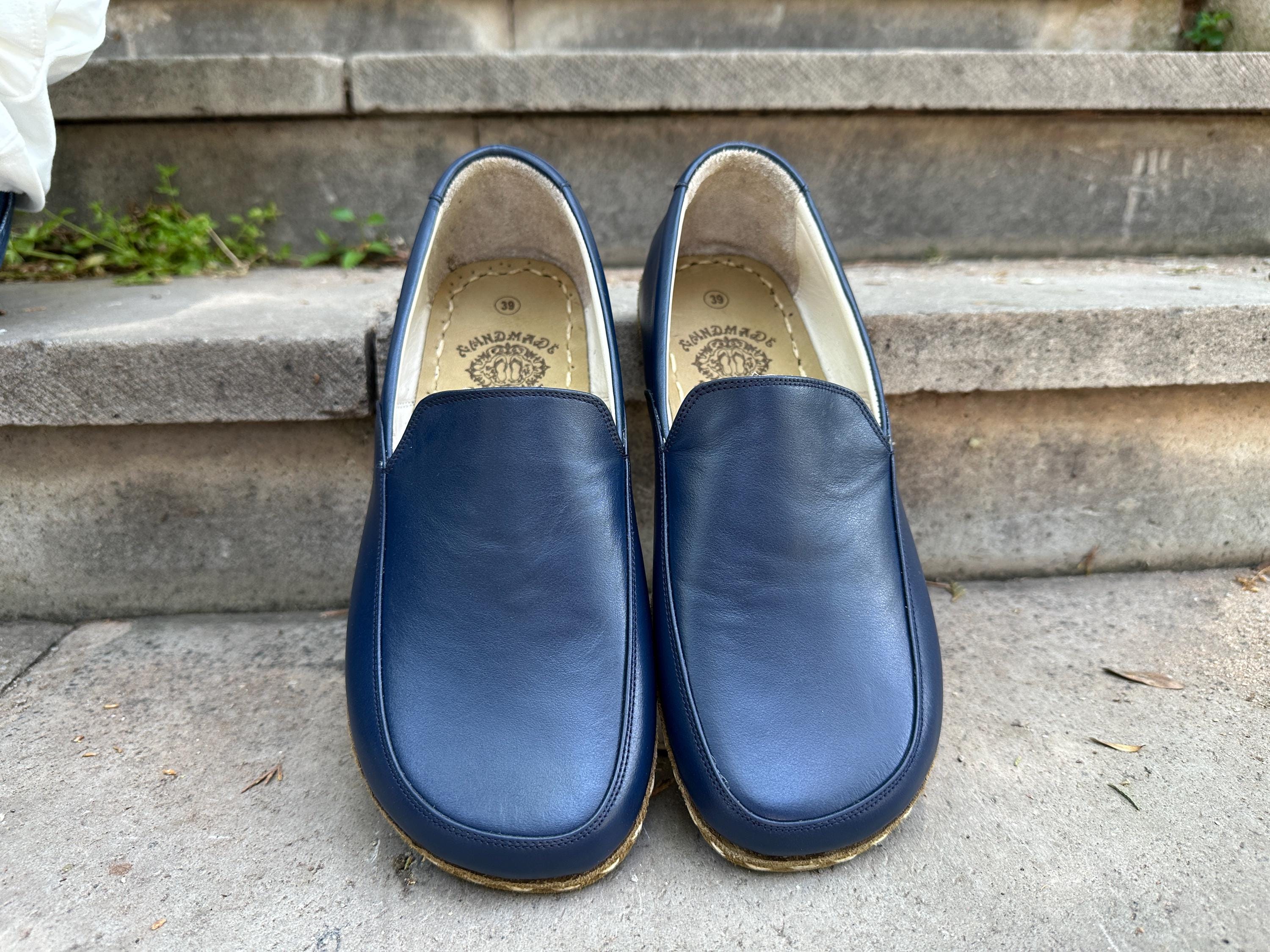 Navy White Loafers