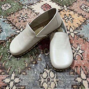 Men Zero Drop Natural Leather Barefoot Shoes ,Earthing Minimalist Handmade Men Wide Teo Box Shoes,Grounding Walking Shoes,Cream Loafer Shoes