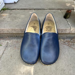 Natural Leather Women Shoes,Walking Barefoot Women Shoes,Handmade Barefoot Shoes, Comfortable Women Shoes,Shoe Women,Leather Shoes,Navy Blue