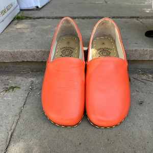Natural Leather Women Shoes,Walking Barefoot Women Shoes,Handmade Barefoot Shoes, Comfortable Women Shoes,Shoe Women,Leather Shoes,Orange