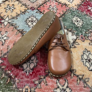 Grounding Men Zero Drop Natural Leather Barefoot Shoes ,Earthing Handmade Men Wide Toe Box Shoes,Grounding Walking Shoes,Tan Shoes