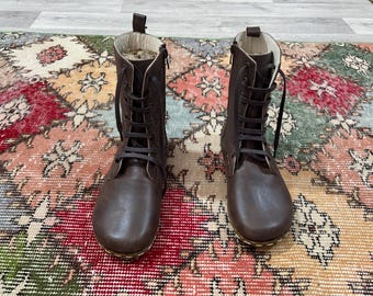 Leather Minimalist Barefoot Men Boots: Handmade Wide Toe Box, Zero Drop