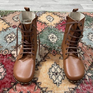 Handmade Leather Barefoot Men Boots: Wide Toe Box, Grounding Tan Shoes