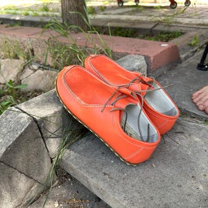 Grounding Leather Barefoot Women Shoes,Handmade Women Shoes,Natural Slip On Shoes, Earting Women Shoes, Handmade Women Leather Shoes,Orange