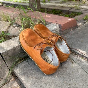Minimalist Handmade Barefoot Women Shoes,Natural Earting Women Shoes, Grounding Shoes, Comfortable Women Leather Shoes,Crazy Honey-Caramel