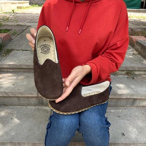 Barefoot Women Shoes,Natural Handmade Women Shoes,Zero Drop Leather Shoes, Grounding Women Shoes,Women All Leather Shoes,Suede Brown Shoes