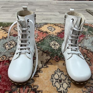 Handmade Barefoot Leather Natural White Men Boots Shoes