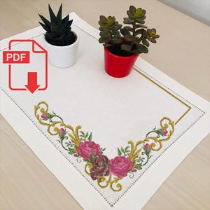 Kruissteekpatronen, rozen kruissteekpatroon, bloemen kruissteekpatroon #Imperia tafelloper