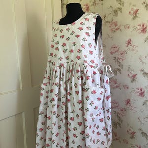 Prairie Cotton Pinafore Apron Dress: Adjustable Cottagecore Garden Dress