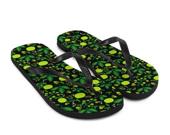 Olive Grove Flip Flops – Botanical Bee Print, Italian Summer Style