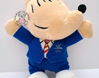 Rare Vintage Sekiguchi 1992 Barcelona Olympics Official Mascot COBI Plush in Suit Gift for Collector Keepsake