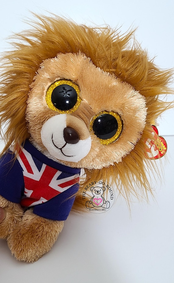 TY Beanie Boos HERO The Lion 9" Plush Toy Stuffed Animal in Union Jack Outfit. UK Exclusive. Collectors Keepsake Fantastic Gift Loved One