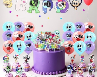 Kit de decoración para fiesta de cumpleaños de Dandys World: pancarta, globos y adorno para pastel.