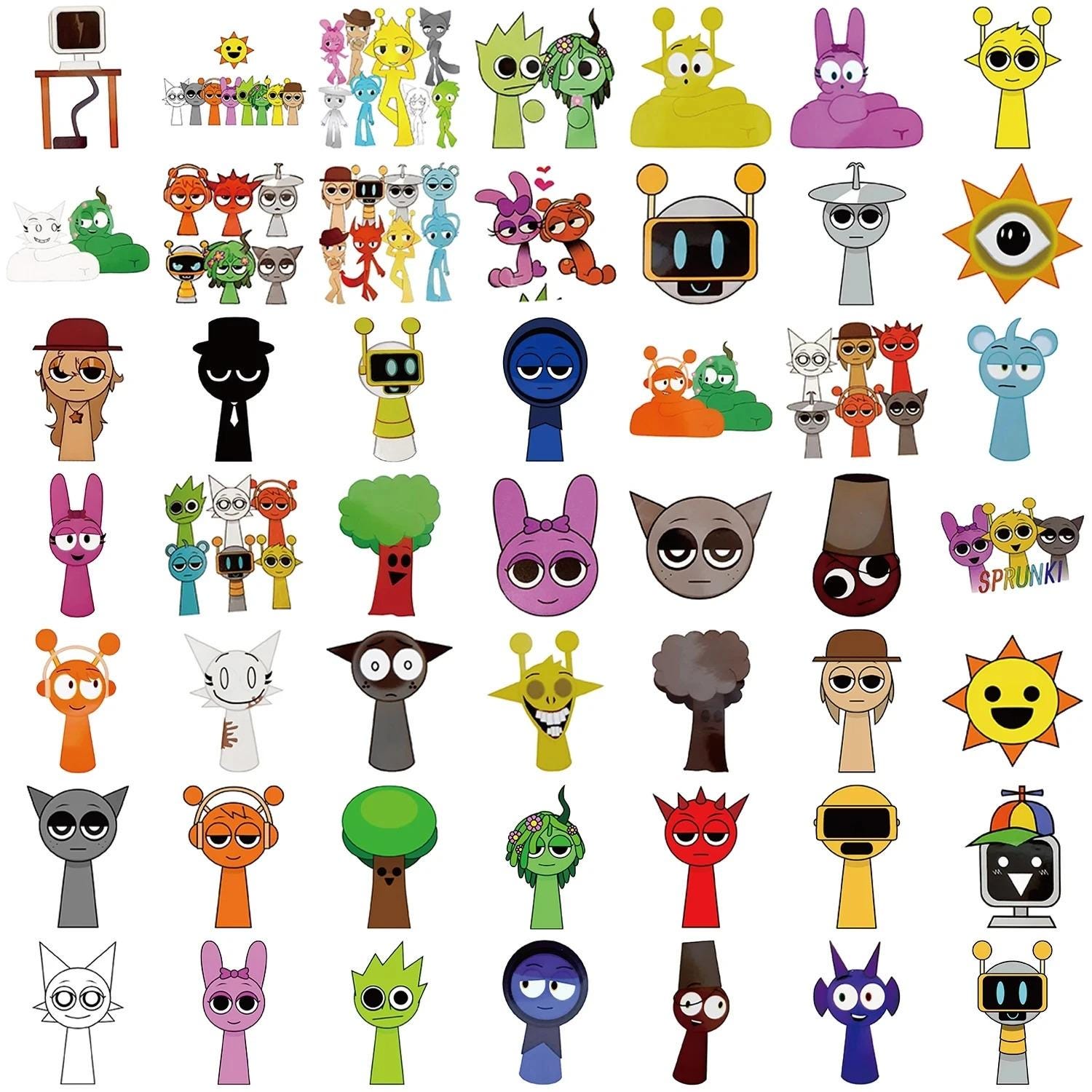 Sprunki Game Stickers, 50 Pcs Random Waterproof Vinyl Decals - Etsy