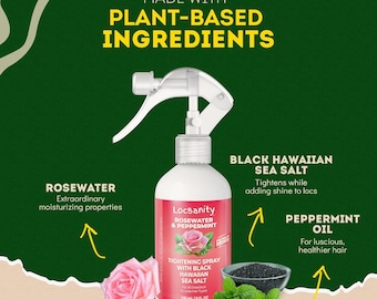Spray hidratante y reafirmante de menta y agua de rosas Locsanity con sal marina hawaiana negra