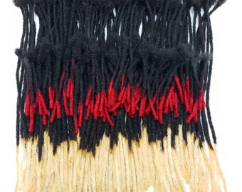 Extensiones de rastas 100% cabello humano, hechas a mano, de ancho medio (0,6 cm), del tamaño de un lápiz, varios largos, con o sin puntas rubias o rojas - 25 rastas.