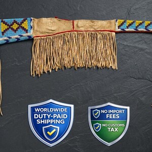 Native-geïnspireerde suède pistoolcover met franjes | Geweerschede met westernkralen | Leren cowboywapentas